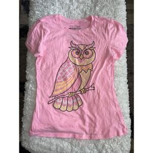 Glitter Party girls sz. 14/16 pink owl design tee. Cute, fun